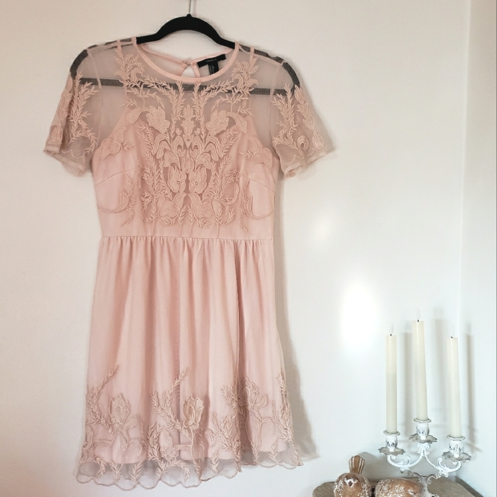 Delicate Dusty Rose Lace Dress